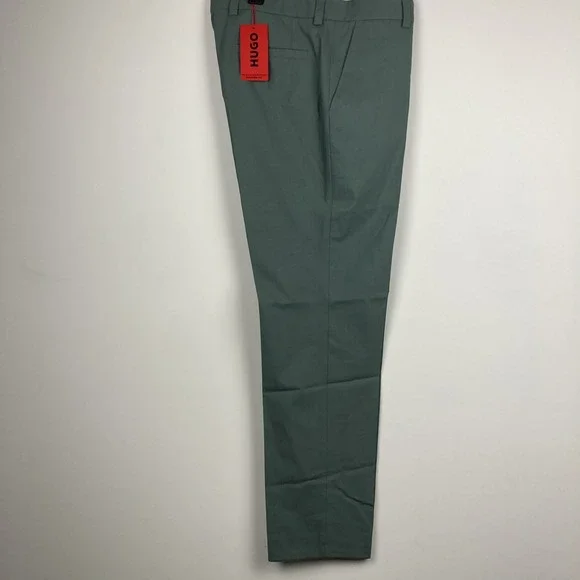 Hugo Boss Men's Green Modern-Fit Solid Wool-Blend Suit Separate Pants 34R 31L